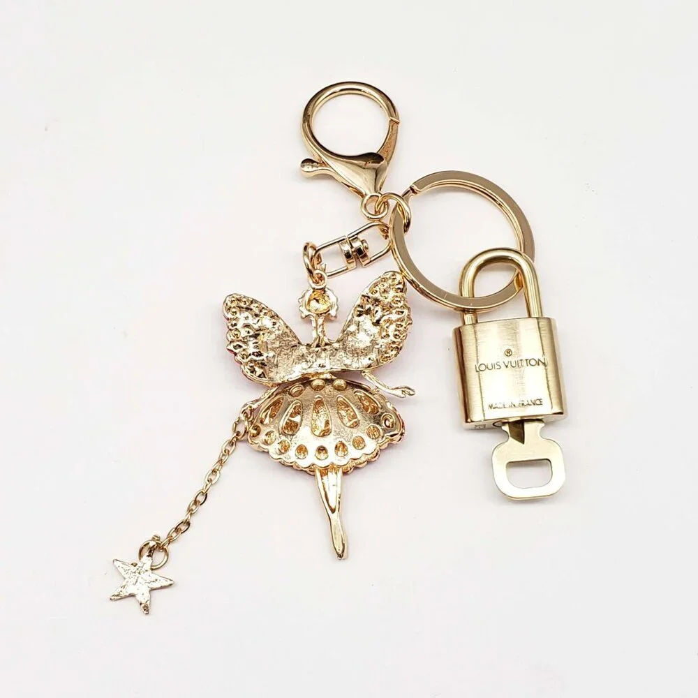 LV Gold Padlock Authentic 🔑 Luxury Bag Charm w/ Unbranded Faiiry Keychain